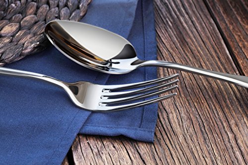 Artaste 56426 Rain 18/10 Stainless Steel Table Serving Spoons and Forks Set (Set of 6), Silver - Thumbnail 6