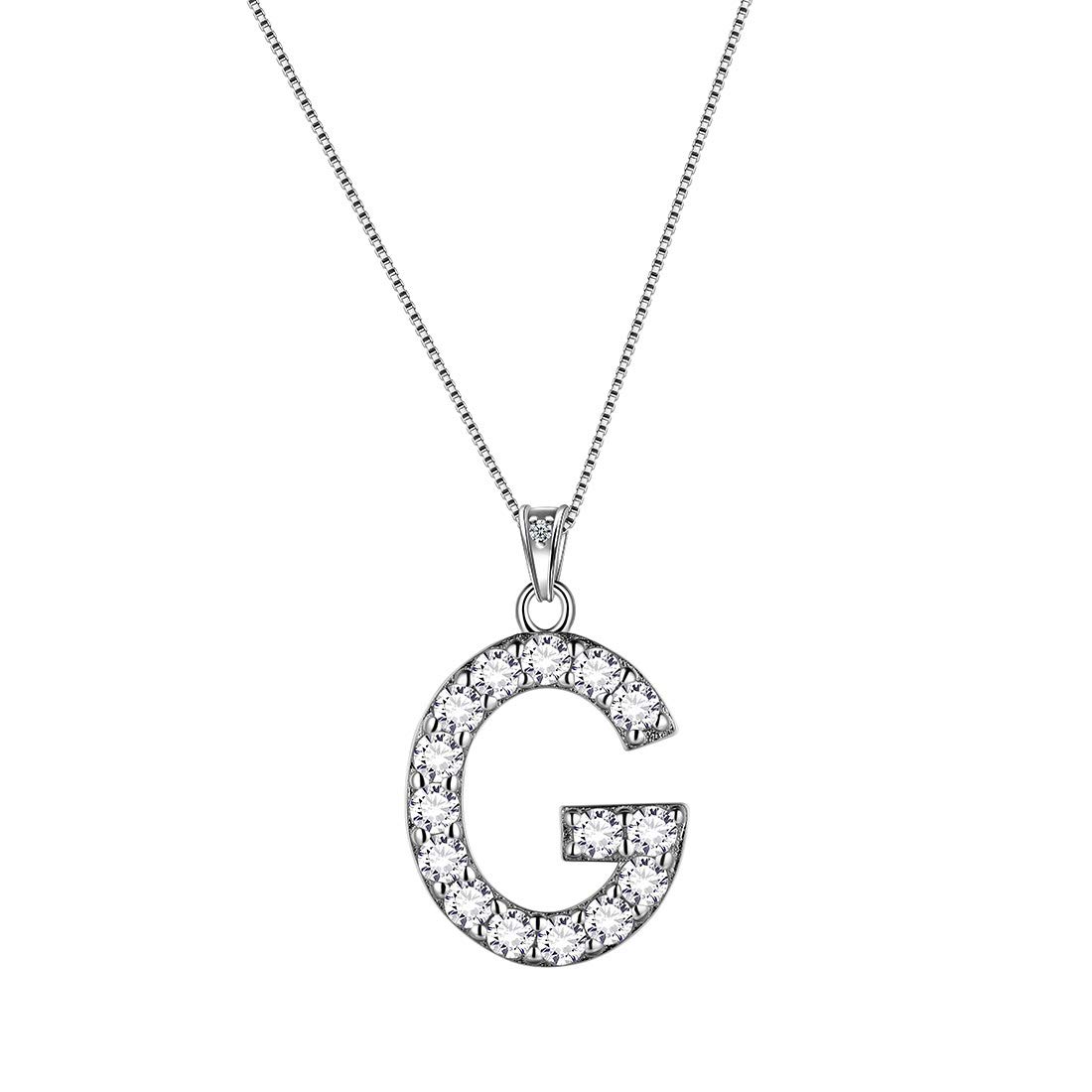 Aurora Tears Letter G Necklaces 925 Sterling Sliver Initial G Alphabet Pendant with Cubic Zirconia Jewellery for Women and Men DP0261G — image 1