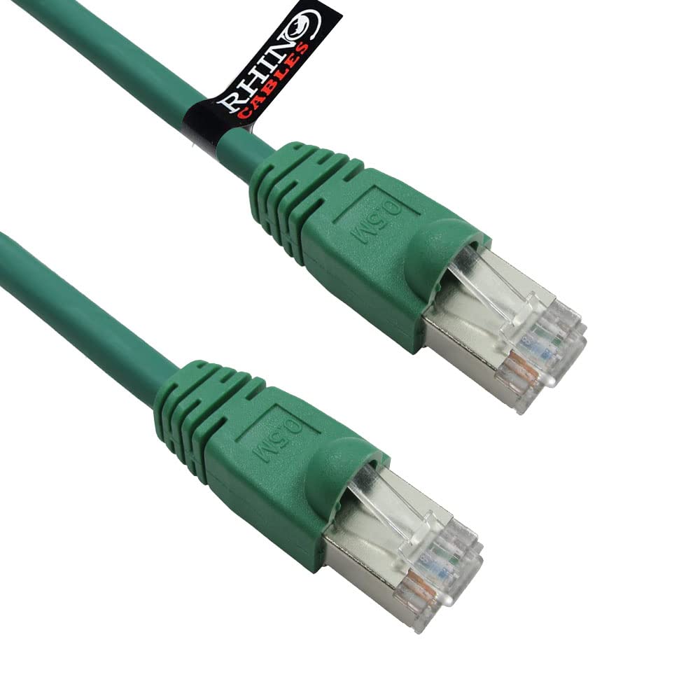 rhinocables CAT6 Short Network Lead – Full Copper Shielded RJ45 Cable for Gigabit LAN, Streaming & Office Devices | PoE Compatible Patch Wire for Stable, Clean Signal Delivery (Green, 3m)