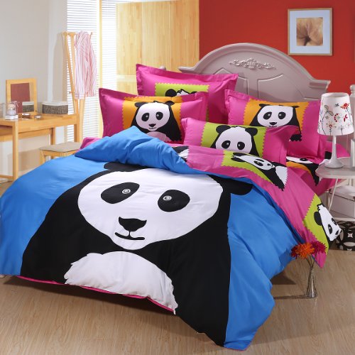 Cliab Home Textile Glow in the Dark Bedding with Panda Duvet Cover Set 100 Percent Cotton 3 or 4 Piece, Twin Is 3 Pieces (Twin)
