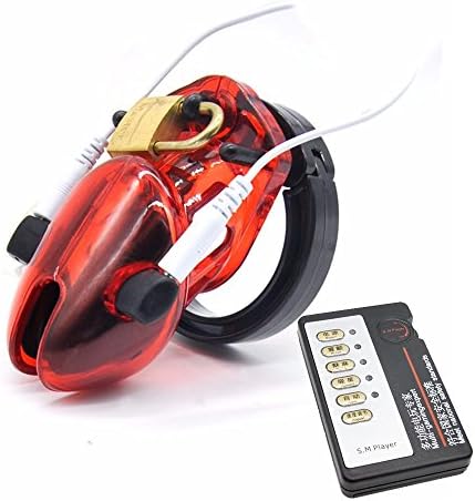 ZCLianer Male's Device Control cage with 5 Rings Red Short