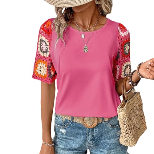 Chvity Women's Crochet Sleeve Blouse