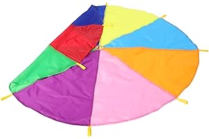 LALADEFIEE Rainbow Parachute Games for Speed Drills Gymnastics Parachute for Boys and Girls Large Education Toys Handles