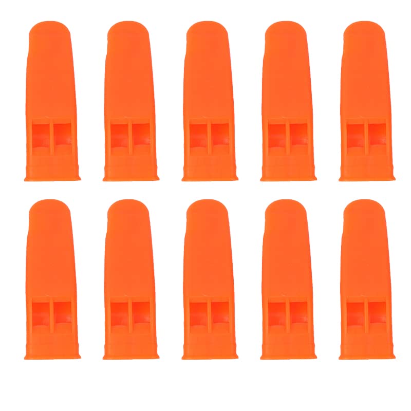 Alomejor 10 Pcs Safety Whistle Emergency Whistle With Rope Orange For Camping Hiking Hunting Fishing