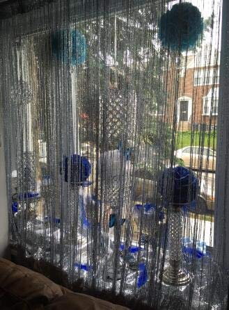 image for Eyotool 1x2 M Door String Curtain Rare Flat Silver Ribbon Thread Fring