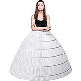 Besteamer Women's 6 Hoop Skirt Petticoat for Women Party Wedding Crinoline Slip Underskirt