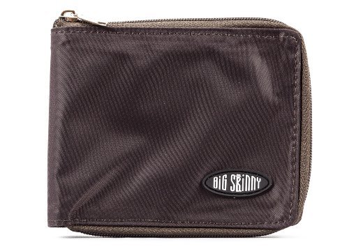 Big Skinny Men's Zippered Bi-Fold Slim Wallet, Holds Up to 25 Cards, Brown (Best Way To Beat Slot Machines)