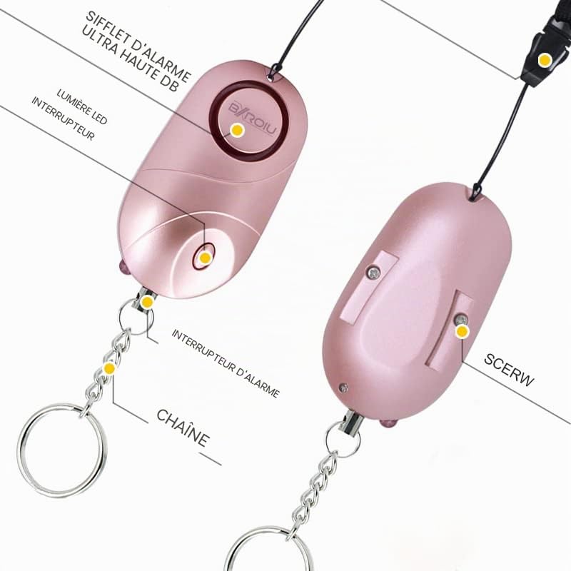 Personal Security Alarm with LED Light - Compact Emergency Keychain for Kids Women and Seniors Crime Prevention Warning (Pink+Black)