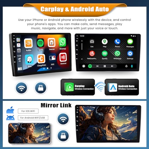 For Peugeot 208/2008 2012-2018, Android 15, 4G+64G 8Core GOHHDL Car Radio 2Din for Peugeot 208/2008, 10.1 Inch Touch Screen with Navi GPS WiFi EQ Bluetooth Radio FM/RDS SWC Camera+Mic