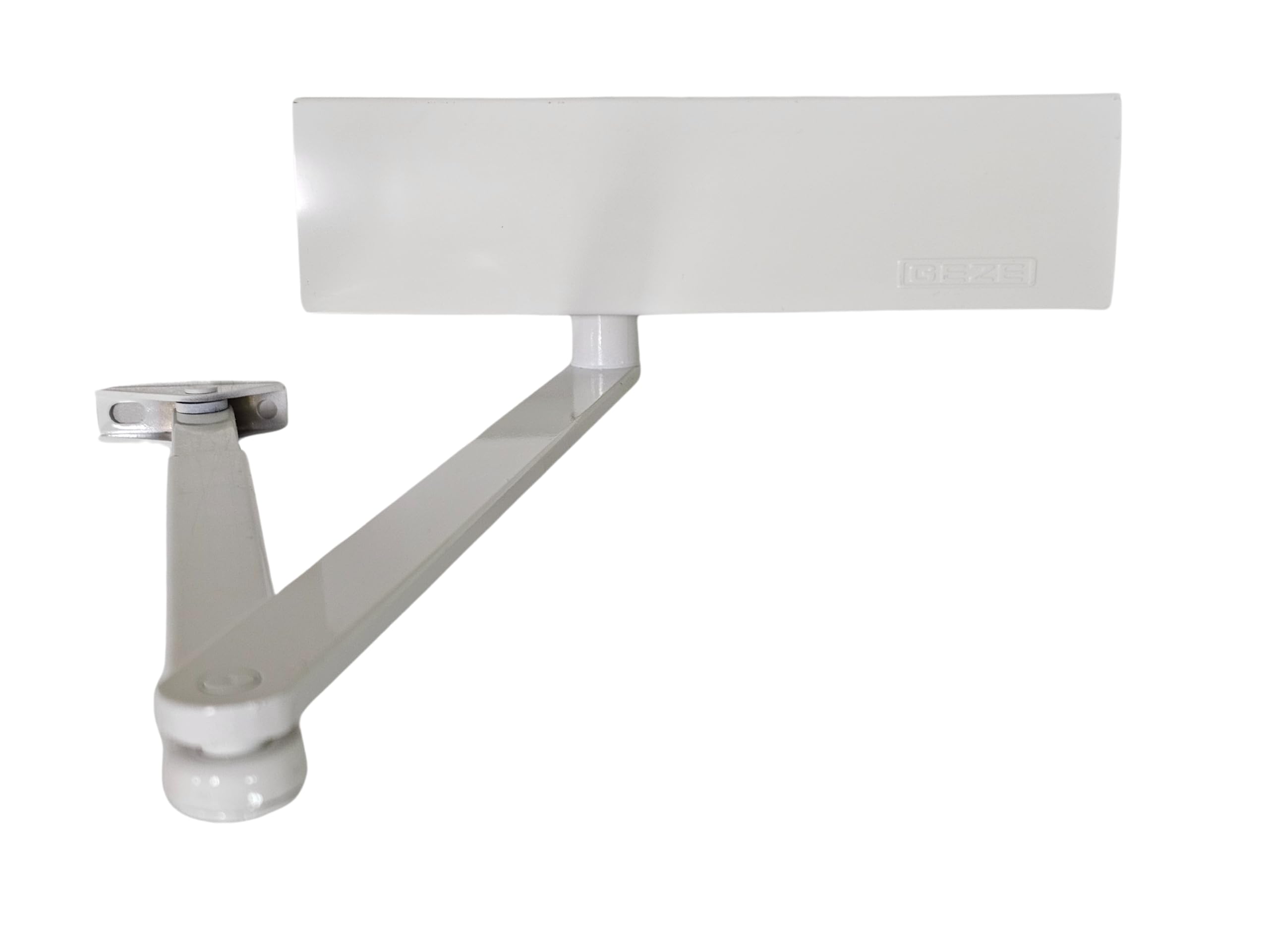 GEZE TS 2000 V BC White Rod Door Closer for Single Leaf Doors up to 1250 mm Wing Width with Frame and Mounting Plate / Set 3 in 1