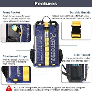 arteesol 20L Wasserdicht Rolltop Fahrradtasche Rucksack Fahrradrucksack Wasserdicht Dry Bag Outdoor Sport Rucksack für Den Täglichen Pendelverkehr Schule Bootfahren Kajakfahren Camping Wandern 3 Schnorchelmasken 51zqcGfkw4L. SS300 Passen Sie den Gürtel um die Taille an die persönlichen Bedürfnisse an, um die Schultergurte sicher in Position zu halten und den Schulterdruck zu verringern.