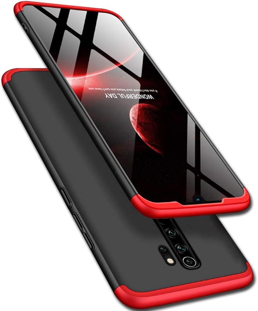 MOBICLONICS® Full Body 3 in 1 Slim Fit 360 Degree Protection Hard Bumper Back Case Cover for Xiaomi Redmi Note 8 Pro (Red Black) [ Launch Offer ]