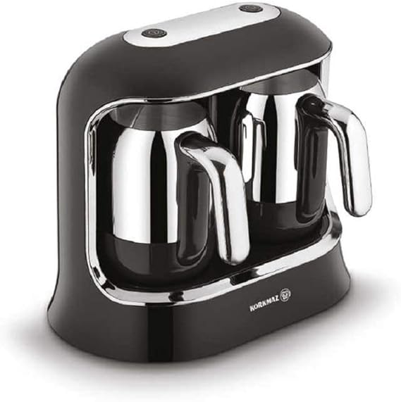 Korkmaz A86101 Kahvekolik Twin Turkish Coffee Machine Black/Chrome, Coffee Maker Programmable