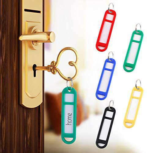 15PCS Plastic Key Tags with Split Ring Label Window