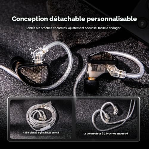 Linsoul KZ AS16 Pro Wired Earbuds, 16BA Balanced Armature HiFi Bass Earbuds with Detachable 0.75mm 2 Pin Cable (Black, No Micro)