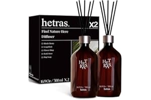 HETRAS. Premium Reed Diffuser: Set of 2 x 16.9oz (1,000 ml) Large Capacity | Fragrance Oil Diffuser & Sticks for Home & Office & Bathroom Decor - Gifts for Loved one (Pure Downy)