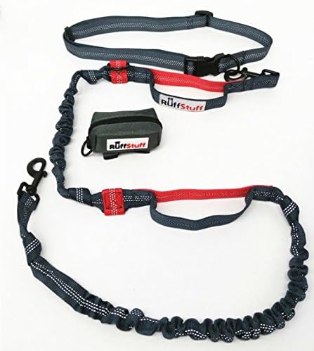RuffStuff Hands Free Dog Leash for Running, Walking, or Hiking with Bonus Poop Bag Dispenser