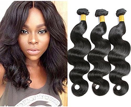 Alica Human Hair Body Wave 3 Bundles Brazilian Virgin Hair Weave Bundles 100% Unprocessed Human Hair (8" 10" 12", Natural Color)