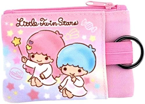 Little Twin Stars 2-Zipper Pouch with ID Window Credit Card Case Coin Purse Key Holder Organizer Bag