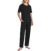 AvaLolita Women's Bamboo Viscose Pajama Set Boxy T-Shirt and Pants Lounge Outfit