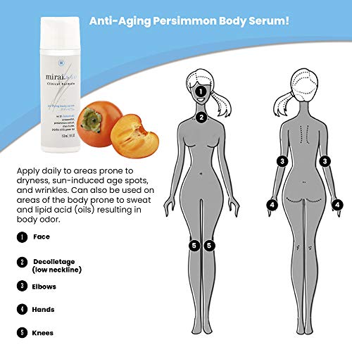 Anti-Aging Body Serum | Skin Moisturizer with Hyaluronic Acid, Jojoba Oil & Persimmon | Purifying & Deodorizing Body Serum by Mirai Clinical | 5oz