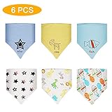 6PCS 100% Natural Organic Cotton Baby Drool Bibs - Super Water Absorption and Soft Saliva Towel for Teething and Drooling Boys & Girls from 0-5 Years Old