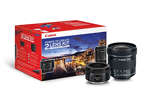 Canon Portrait and Travel Two Lens Kit with 50mm f/1.8 and 10-18mm Lenses,Black - 0570C014