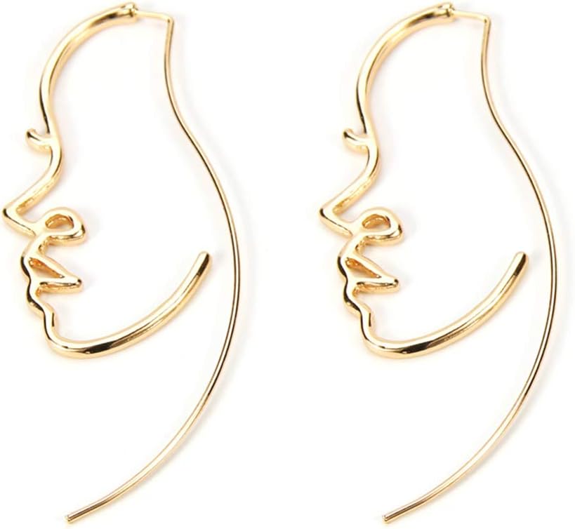 LXYFMS Europe and America Creative Abstract Face Contour Earrings Earring
