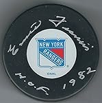 Autographed Emile Francis New York Rangers Puck