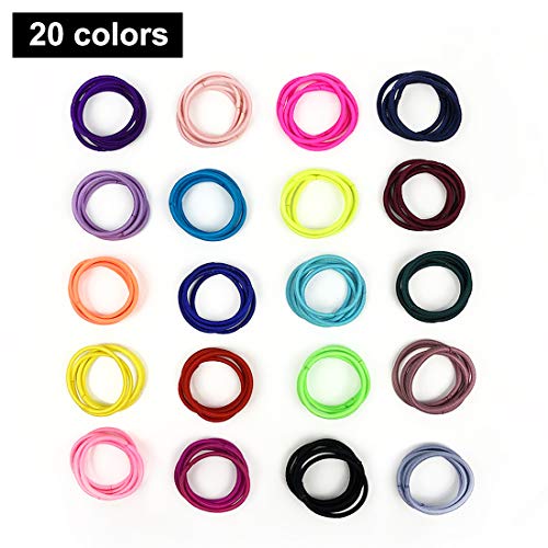 Joyeah Baby Hair Ties for Girls 200 Pieces Multicolor Small Hair Elastics No Crease Ponytail Holder for Baby Girls Infants Toddlers (Diameter 2.5 cm)