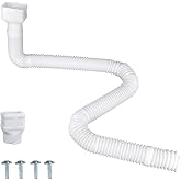 Prestantious 16.5ft Long Gutter Downspout Extensions Drainage Pipe, White | Downspout Extender for 2"&times;3" and 3"&times;4" Downspout,Outside Diameter 3.1 Inches,Pipe Stretched Length 16.5ft,1-Pack