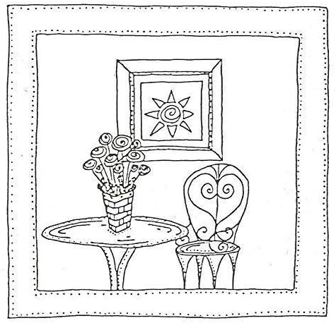 Rubber Stamp: Wire Chair & Table