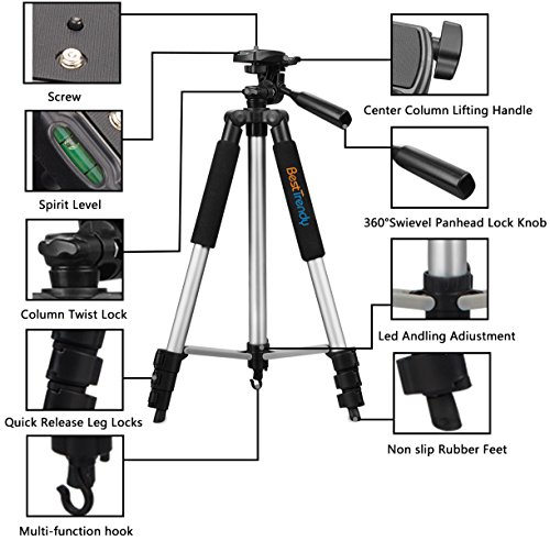 BestTrendy-42-inch-Portable-Aluminum-Camera-Tripod-Lightweight-Travel-Cellphone-Mount-Stand-with-Bag-Bluetooth-Remote-Control-for-DSLR-Cameras-iPhone-Samsung-Gopro