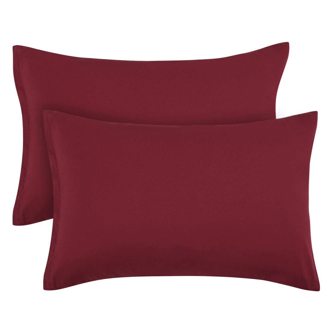 PiccoCasa Zippered Pillowcases, 100% Brushed Microfiber Polyester Pillow Case Cover, Pillow Cases Set of 2, Soft and Comfortable Burgundy 50 x 90cm