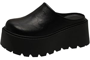 Women's Comfy Thick Platform Closed Rounded Toe Mules Clogs Cozy Chef Loafers Faux Fur Lined Indoor Outdoor Slip-On Shoes