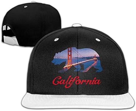 California Flag Bear Cool Snap-back Hip-pop Cap White Unisex