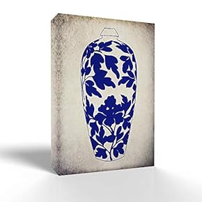 Canvas Wall Art Blue and White Porcelain Pictures Home Wall Decorations for Bedroom Living Room Paintings Canvas Prints Framed - 12x18 inches