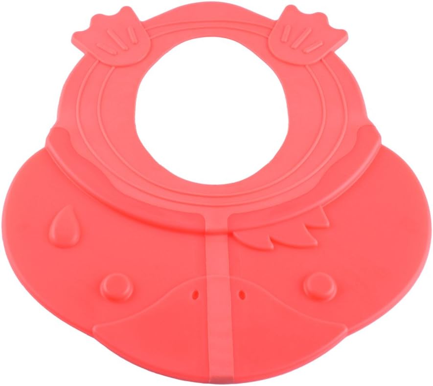 HOOYEE Foldable Safe Shampoo Shower Bathing Protection Soft Silicone Stretchable Bath Visor Cap Hat for Toddler's, Baby, Kids, Children (Red 2)