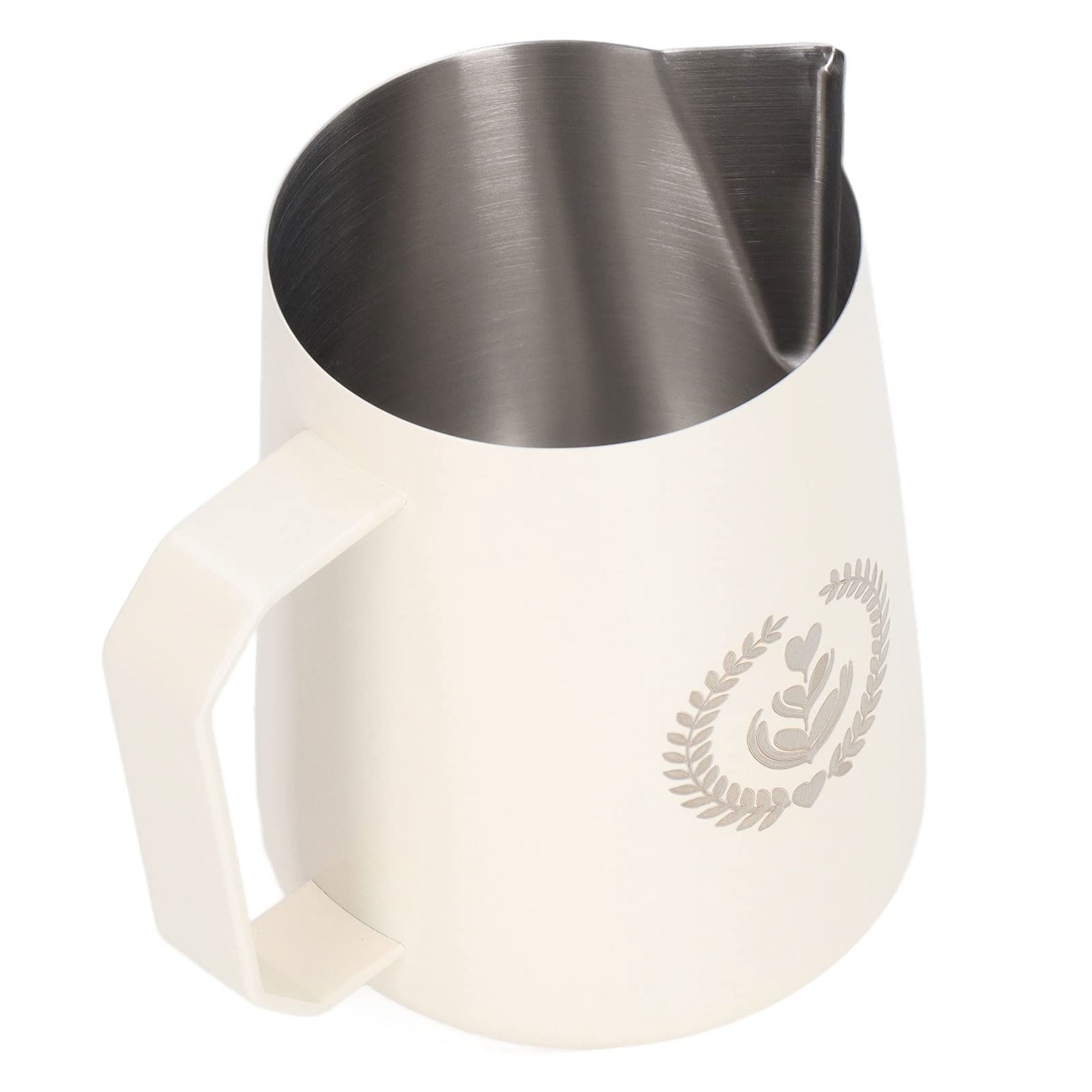 Milk Frothing Pitcher, Milk Frothing Jug Barista Tool, Steaming Pitcher Barista Milk Frother Cup Jug, for Coffee Drinks Espresso Cappuccino Coffee Latte Art(Matte Beige)