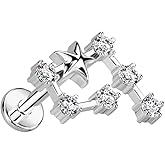 Pierced Owl 18GA 316L Stainless Steel Internally Threaded CZ Crystal Zodiac Constellation Flat Back Stud