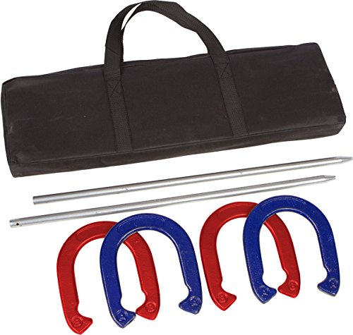 Pro Horseshoe Set - Powder Coated Steel - By Trademark Innovations (Red and Blue)