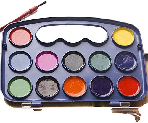 Mini Kids Watercolor Paint Sets with Brush 12 color palette paint brush Watercolor Perfect for Kids Adults, Parties Students Classroom with 1 Brush