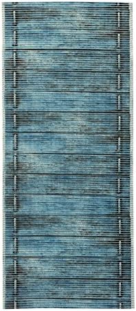 2-feet X 8-feet Rubber Foam Runner Rug | BLUE Wood Birch Modern Floor Runner 2x8