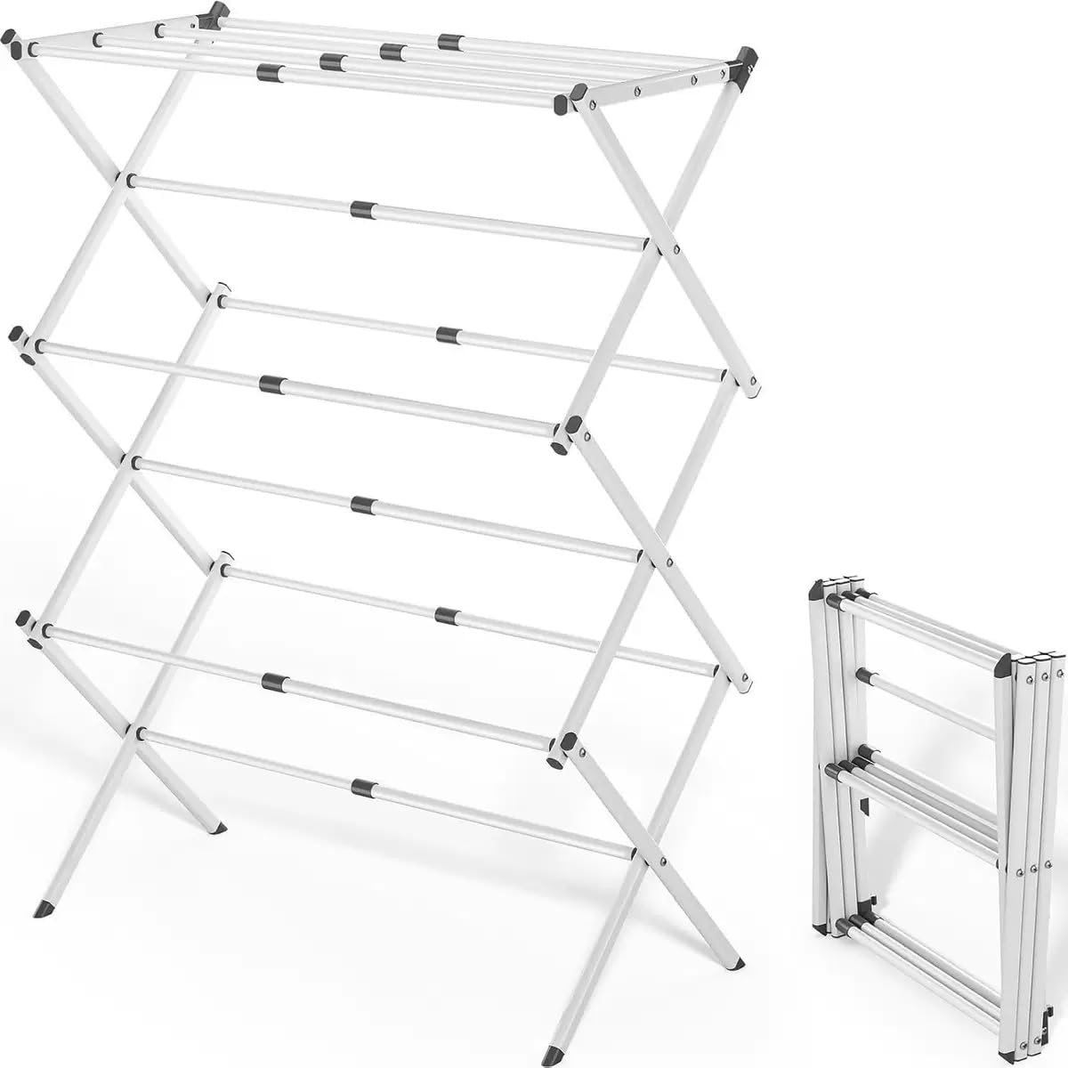 Photo 1 of ****FOR PARTS ONLY/ 1 LEG IS BROEKN*** Maomo Standard Metal Drying Rack - Easy to Install Without Tools, Space-Saving telescoping Design, 16.93-29.92 inches Wide, White.