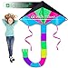 LIDERSTAR Huge Kite for Kids and Adults -Big Rainbow Kite 61 Inches Wide – Long Tail 95 inch,100 Meter String -Easy to Fly Toy for Outdoor Games and Activities -Good Plan for Memorable Fun