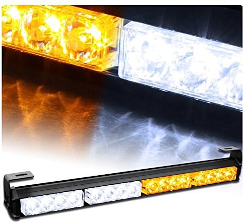 18" 16 LED Emergency Strobe Light Bar for Advisor Vehicle Traffic Warning with 7 Flashing Modes - Amber&amp;White