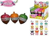 Set of 3: Woodzeez - BOBBLEHEADS COLLECTIBLES - SERIES 2 - Blind Bag Acorns (Pink, Orange, Green)