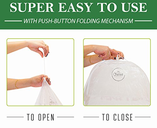 Chefast Food Cover Tents (5 Pack) - Combo Set of Pop Up Mesh Covers in 5 Sizes and a Reusable Carry Bag - Umbrella Screens to Protect Your Food and Fruit from Flies and Bugs at Picnics, BBQ and More - Thumbnail 6