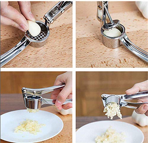 Garlic Press Mincer Ginger Crusher Peeler Squeezer Heavy Duty Metal Garlic Presser Chopper Easy to Clean