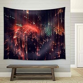 Abstract Shapes Made of Fractal Textures - Fabric Wall Tapestry Home Decor - 51x60 inches
